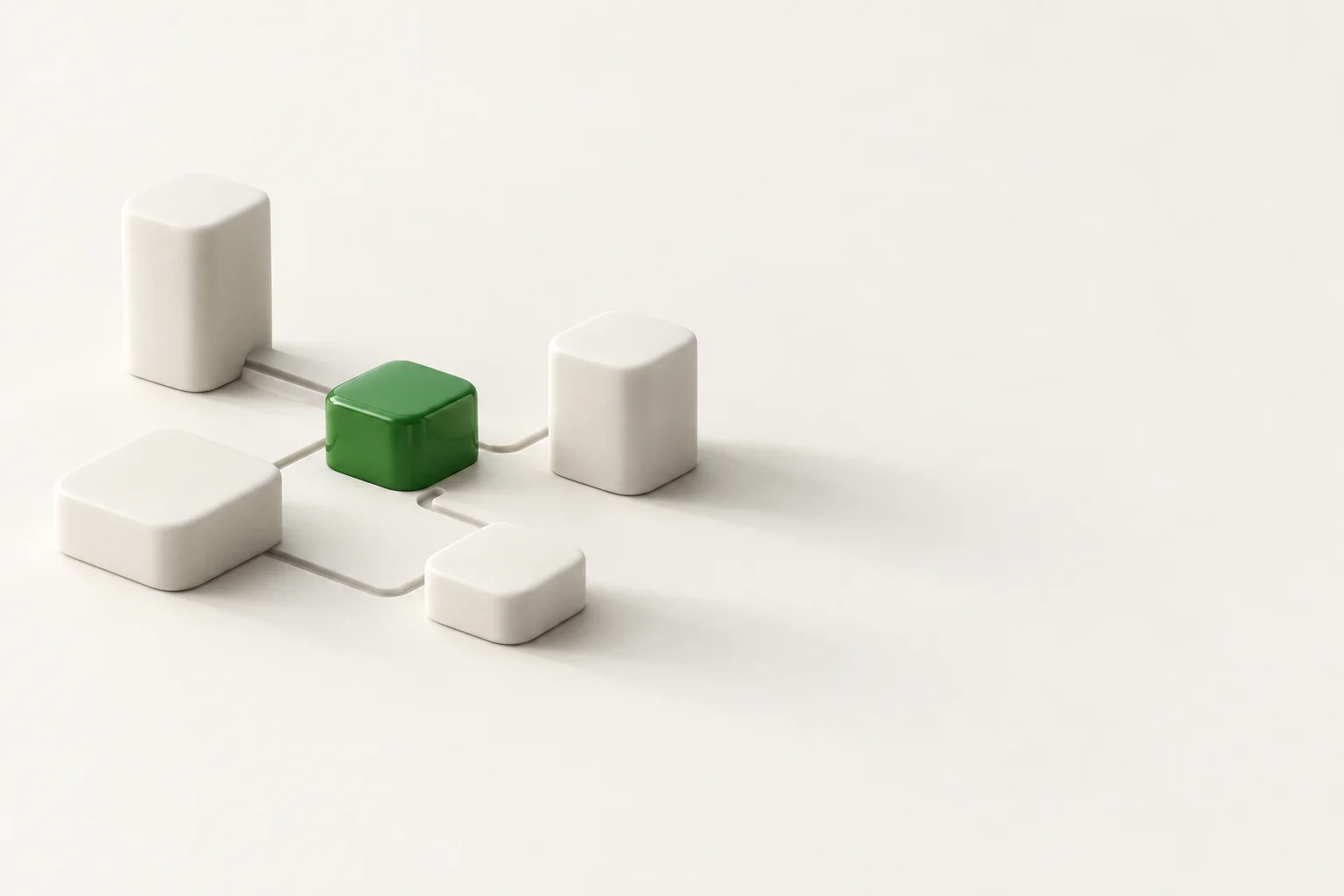 A small modular system of blocks, one highlighted in green